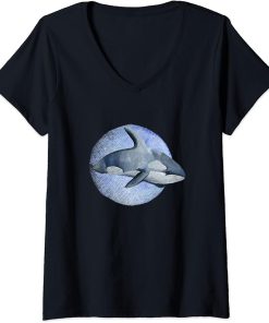 Womens Vintage Orca V-Neck T-Shirt