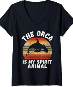 Womens The Orca is my Spirit Animal Orca Whale V-Neck T-Shirt