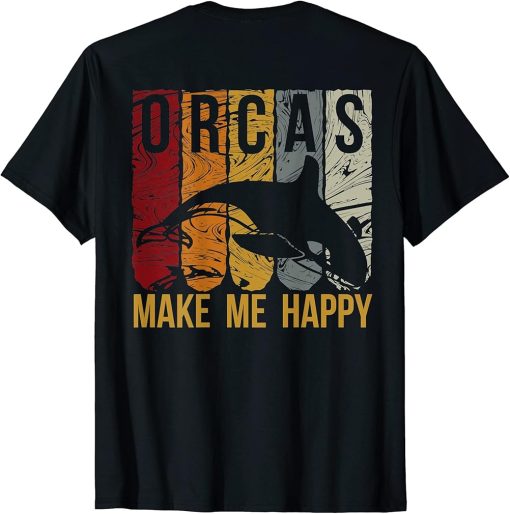 Orcas Make Me Happy Retro Love Killer Whale Orca T-Shirt