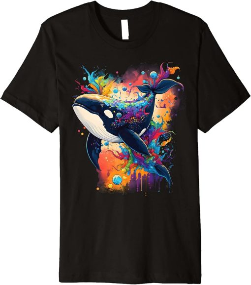 Colourful mystical orca whale watching dolphin pottwhale orca whale Premium T-Shirt